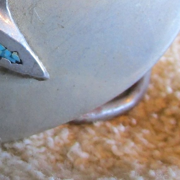 Vintage Silver/Turquoise Belt Buckle w/Arrowhead - Picture 7 of 10